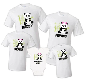 Family Matching Panda Birthday Party T-shirts Shirt Celebration Reunion Kids Boy - Picture 1 of 11