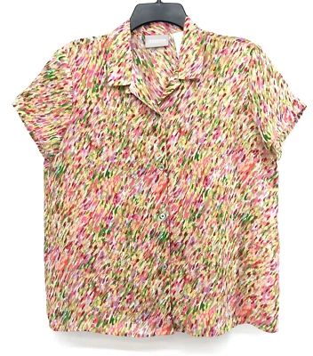 Camisa Liz Claiborne Mujer 14P Rosa Manga Corta Blusa Abotonada Foto 1 de 4