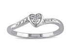 Solitaire Heart With Clear White Cubic Zirconia In 10K White Gold Promise Ring