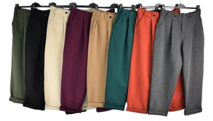 Italian Lagenlook Scuba Trousers With Button Detail at Waist. - Picture 1 of 11