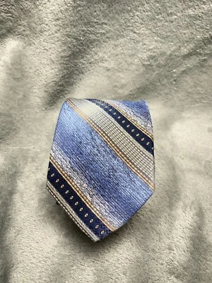 Tonino Firenze Tie Necktie Mens Blue Striped Textured Classic Width Work 1 - Image 1 of 4
