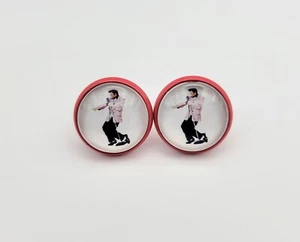 Pink Elvis Presley Earrings, Women's Music Fashion - Picture 1 of 2