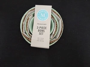 MARTHA STEWART Stoneware 3 Piece Round Prep Mini Bowl Set 3, 4, 5 inch – New - Picture 1 of 2