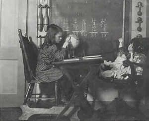 Black and White Photo Playing School with Dolls 5x7 Reprint A-18 - Picture 1 of 1