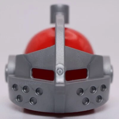 Lego Castle Red Standard Helmet with Flat Silver Pointed Visor - Image 1 of 3