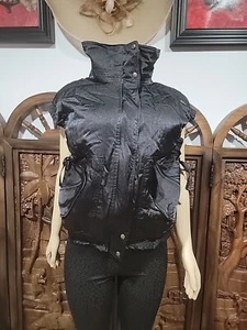 SKEA PARIS VEIL adjustable Armhole Puffer Size 6 Vest Black Full Zip Pockets #W5 - Picture 1 of 12