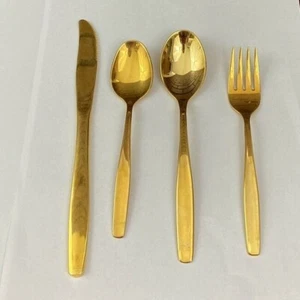 Rogers Cutlery Gold Electroplate Single Serving Set 4 Piece - Picture 1 of 6