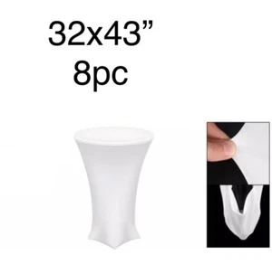 8pcs Cocktail Tablecloth 32" x 43" Spandex Stretch Table Cover White - Picture 1 of 4