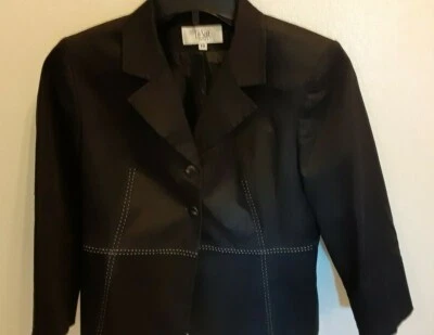 LE SUIT Petite 10 Womens Blazer, 3/4 sleeve, cotton blend, Lined, black - Image 1 of 4