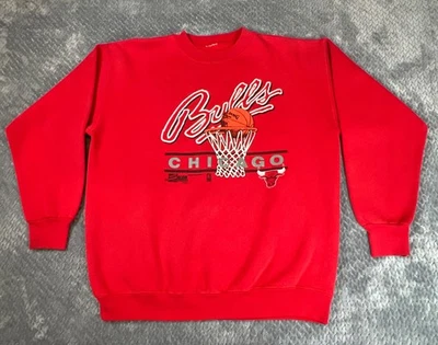 罕见芝加哥公牛队塞勒姆运动装 1990 年复古红色圆领 M 码美国 — 第 1/4 张图片
