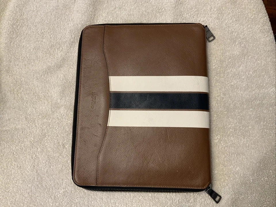 Coach Tech Varsity Leather Case (Coach F66312, Dark Saddle) For Use With Tablets - Image 1 of 4