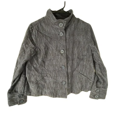 Chaqueta Blazer J. Jill Recortada Utilidad Para Mujer Pequeña Gris Plisada Botón Frontal Foto 1 de 4