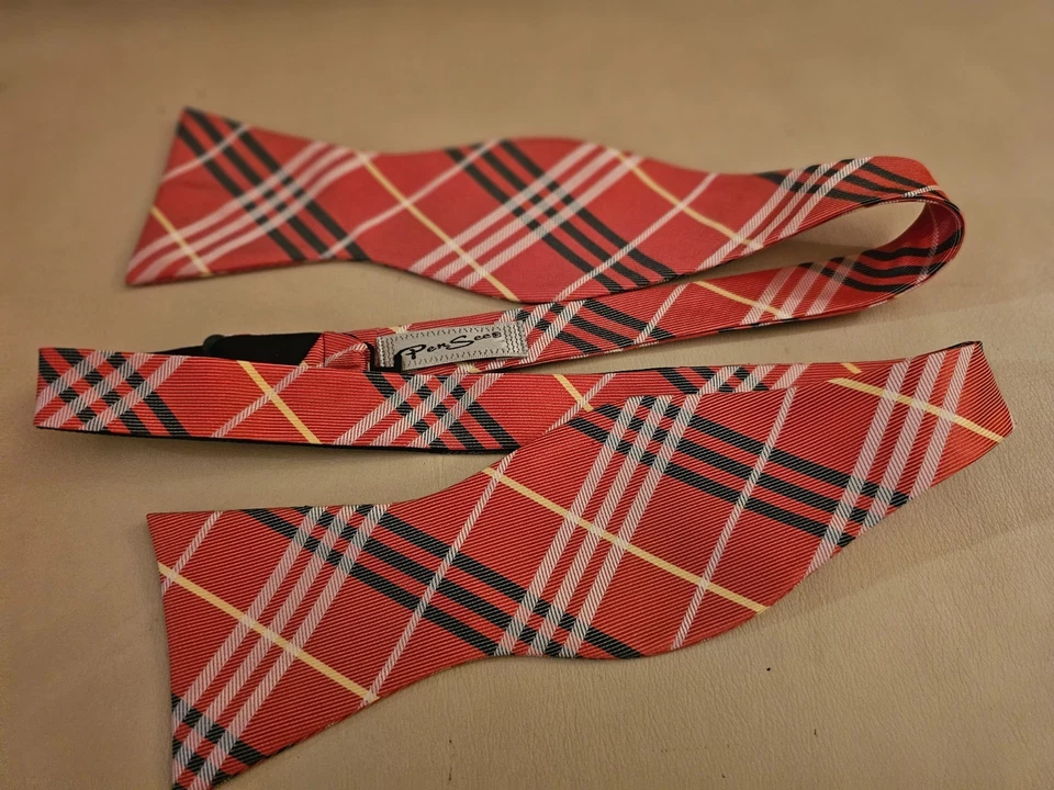 Pajarita a cuadros roja PenSee para hombre Foto 1 de 1