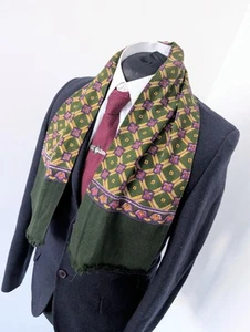 Men's Vintage Art Neuvo Scarf, Gents 60's Wool Multicoloured Scarf Opera Cravat - Picture 1 of 9