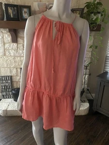 J. Crew 100 % Leinen Kleid Schwimmen Überziehen S Small Koralle - Bild 1 von 3