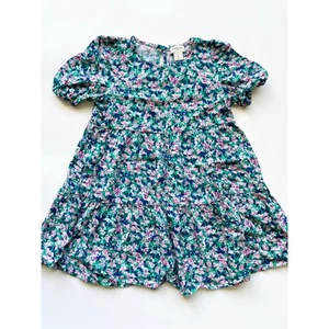 Toddler Girl's Crewcuts Blue and Green Floral Dress Size 4 - Picture 1 of 4