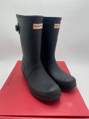 Hunter Mujer Original Corto Ajustable Bota de Lluvia US 6 Negro Mate Foto 1 de 4