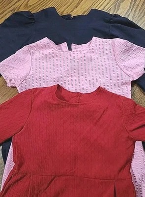 Authentic Amish Girls Dresses. Lot Of 3. Size 7. Shipshewana IN. Red, Pink Plum - Image 1 of 4