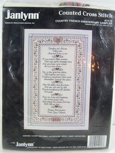Janlynn Country French Anniversary Sampler Counted Cross Stitch Kit NEW! 16"x24" - Picture 1 of 7