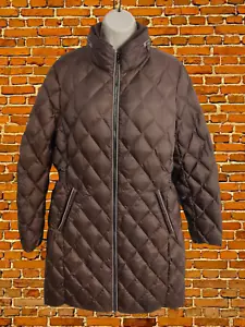 WOMENS PER UNA M&S SIZE UK14 BROWN DOWN QUILTED WINTER ZIP UP PUFFER COAT JACKET - Picture 1 of 6