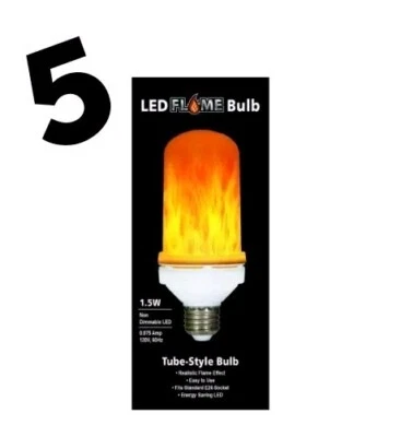 5 LED FLAME LIGHT BULB TUBE-STYLE CHRISTMAS LIGHT BULB FLAME EFFECT E26 SOCKET  - Image 1 of 4