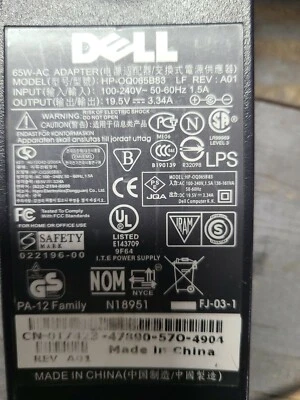 Dell HP-OQ065B83 19.5V 3.34A genuino Foto 1 de 4