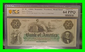 Schöne 1860er 2 $ Bank of America - Providence Rhode Island - PCGS 64 PPQ - Bild 1 von 6