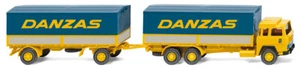 WIKING - Camion 235D 6x4 MAGIRUS Danzas baché et remorque 2 essieux - 1/87 - ... - Foto 1 di 1