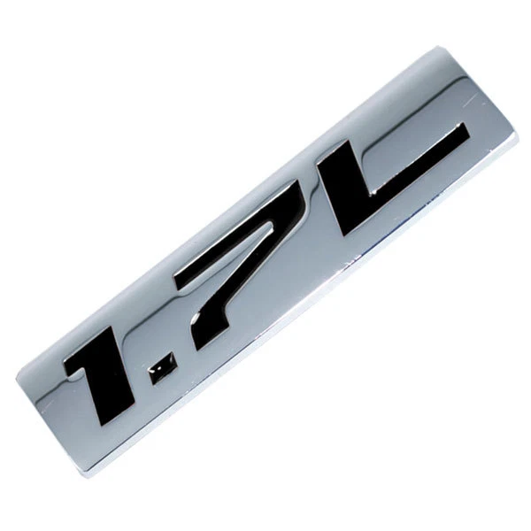 CRACHÁ EMBLEMA DE TROCA DE MOTOR DE CORRIDA DE MOTOR CROMADO/PRETO METAL 1,7L PARA PORTA DO CAPÔ DO PORTA-MALAS - Imagem 1 de 1