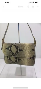 ADRIENNE VITTADINI Brown & Beige Reptile-Embossed Leather Snap Flap Shoulder Bag - Picture 1 of 6