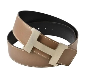 HERMES Belt Constance Reversible H Buckle Brown Black Leather Size 80 Unisex - Picture 1 of 11