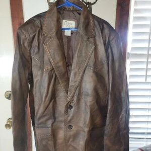CRIPPLE CREEK Mens Brown Leather Jacket Size 2XL Style ML9464 Small Defect - Picture 1 of 6