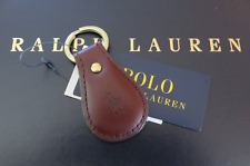 Ralph Lauren Polo Tan Saddle Leather Pony Fob Key Chain Keychain Keyring