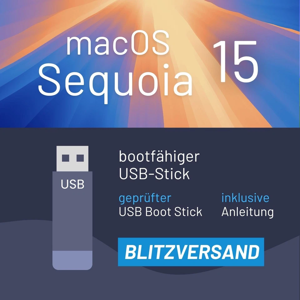 macOS 15 Sequoia Mac OS Bootstick 32GB USB - Installer -Update - Blitzversand - Bild 1 von 1