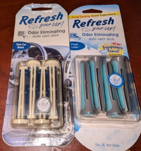 Refresh Your Car Auto Air Freshener Vent Sticks Clips 2 Pkgs Lot Linen/Car Scent - Picture 1 of 2
