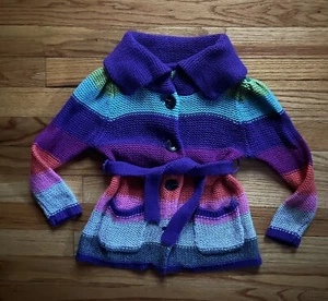 Girls Baby Gap Button Up Sweater with Tie Multi Color Size 4 - Picture 1 of 3