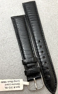 DeBeer PARIS 19 mm Black Genuine Lizard Leather Watch Strap Long 8.25" Shiny - Picture 1 of 11