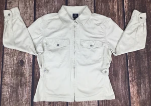 Dockers Khakiware Beige Tan Khaki 100% Cotton Zip Jacket Womens Sz M - Picture 1 of 9
