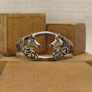 Sterling Silber Pferdeköpfe Armreif Armband + - Bild 1 von 4