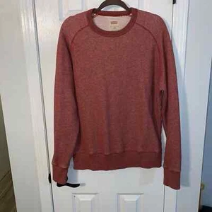Levis Logo Crew Raglan Sweatshirt Red Regular Fit Casual Mens L - Picture 1 of 4