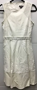 Damen DKNY Weiß Rücken Reißverschluss Leder Ärmellos Kleid Größe 6 Lammfell 34" Brustumfang - Bild 1 von 6