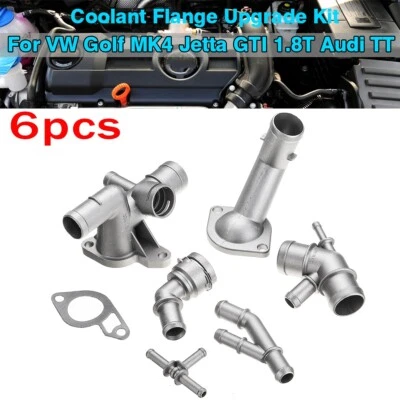 Cast Aluminum Coolant Flange Water Hose Kit For VW Golf MK4 Jetta 1.8T Audi TT - Image 1 of 4