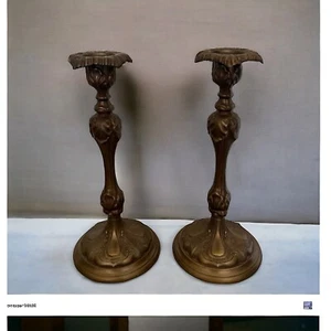 Juego de 2 Candelabros Vintage Latón Estilo Rococó, Decoración de Mesa - Imagen 1 de 11