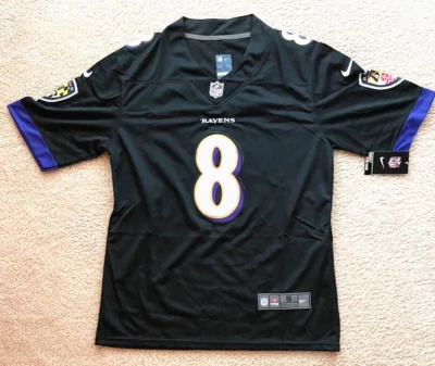 Ravens Jackson 8 Jersey Mns Szs S-3X All Patches No Printing  Ships Tomorrow - Image 1 of 4