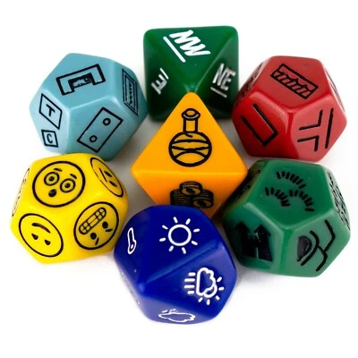 RPG Dice (Set or Single) Emotion / Weather / Direction / Dungeon / Loot / Travel - Image 1 of 2