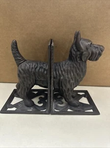 Vintage Blackened Cast Iron Scottie Dog Bookends, Hefty! - Picture 1 of 14