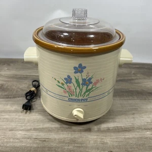 RARE: Vintage Rival Crock Pot 3.5 Quart Slow Cooker Crockery Wild Flowers - Picture 1 of 8