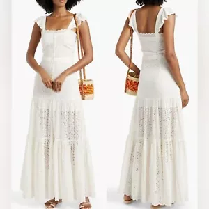 NWOT VERONICA BEARD Aislin tiered lace eyelet cotton maxi white dress sz 10 - Picture 1 of 6