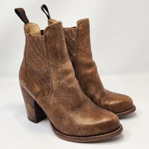 Bed Stu Insight braune abgenutzte Lederstiefelette Damengröße 8,5 Blockabsatz - Bild 1 von 11