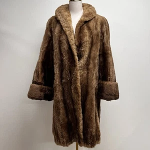 Abrigo de piel de castor Gittelmans Sons años 50 mafia esposa dinero antiguo lujo mafioso glamour marrón - Imagen 1 de 11